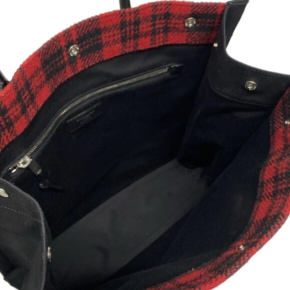 SAINT LAURENT PARIS Noe N/S tote bag Red Black Tweeds Canvas Leather 622-071625 - Picture 12 of 13